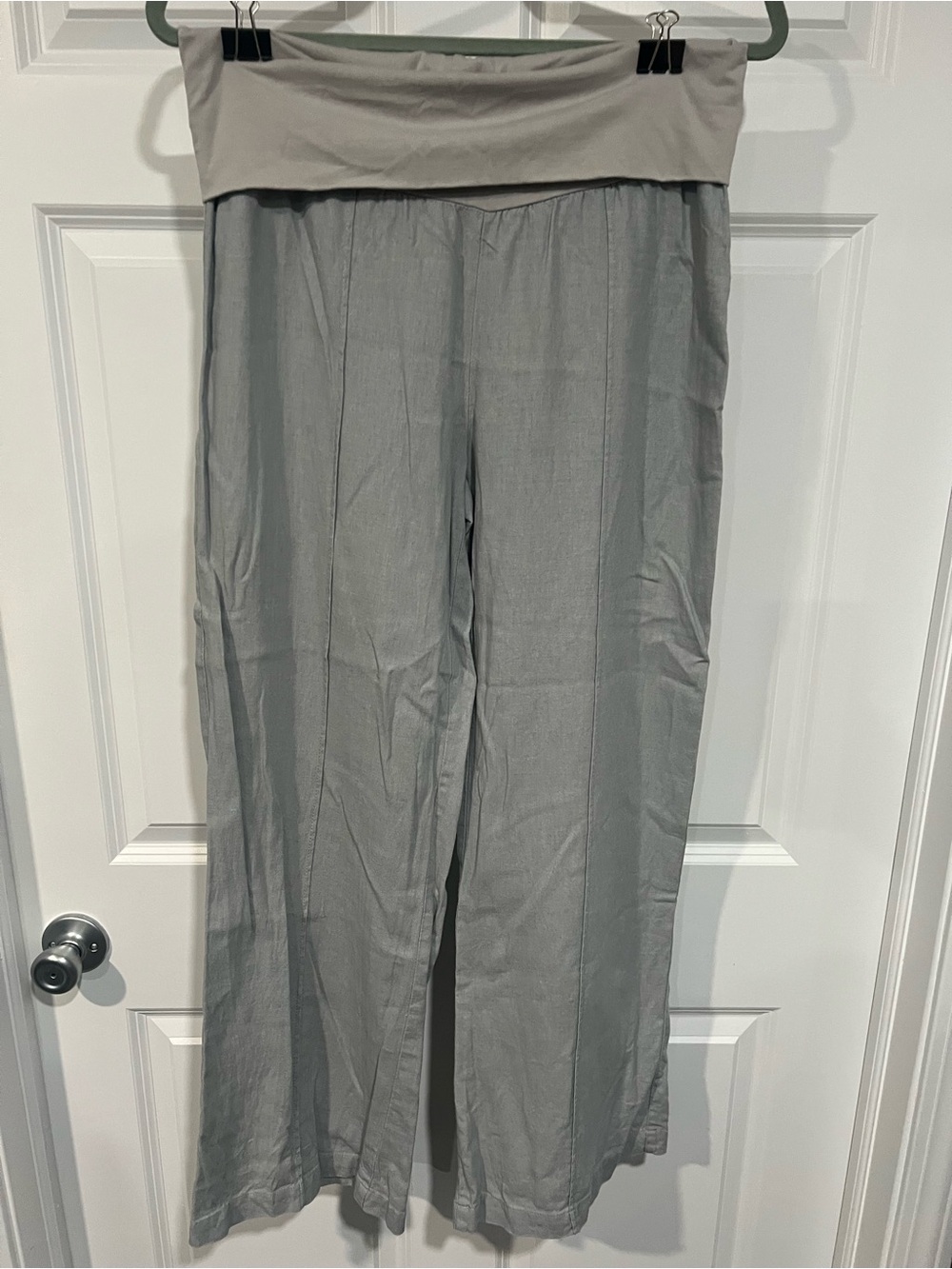Just Living Wide Leg Linen Blend Pants in Light Gray
